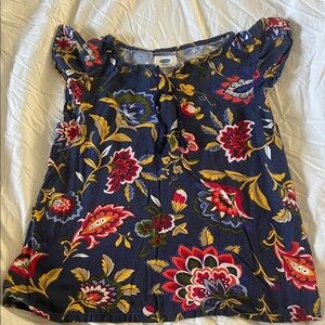 Old Navy Navy Blue Floral Blouse